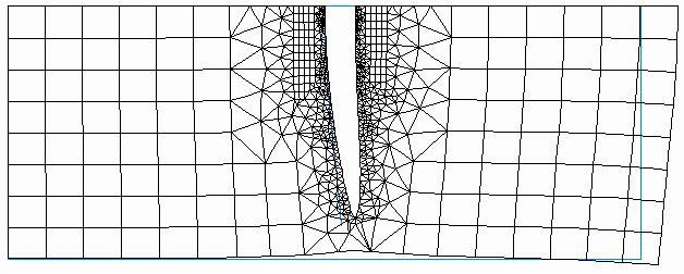 Figura 14 – Deformada da região de interesse após propagação da trinca.
